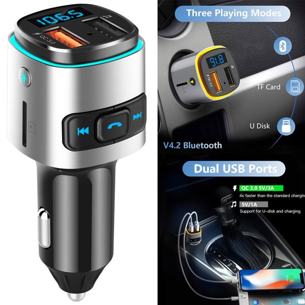 

car bluetooth transmitter handsmp3 music tf card fast charger voice broadcast m8617