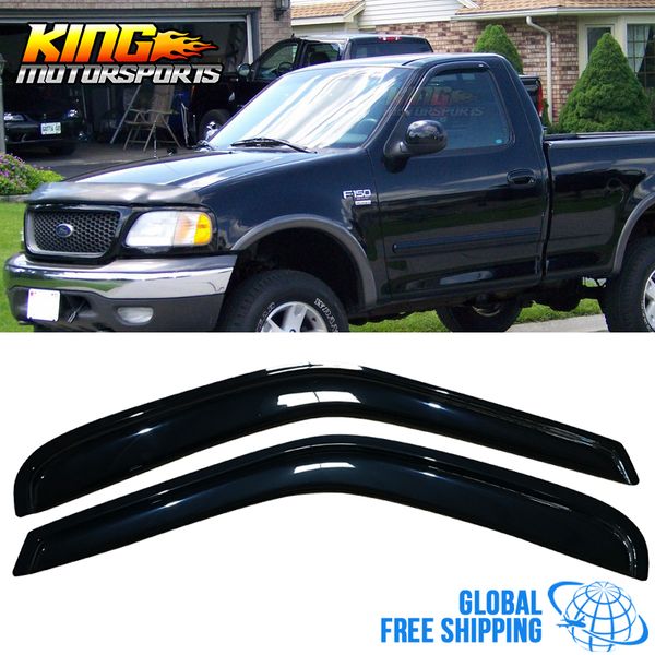 

fits 97-03 ford f150 f250 standard cab acrylic window visors 2pc set global ing