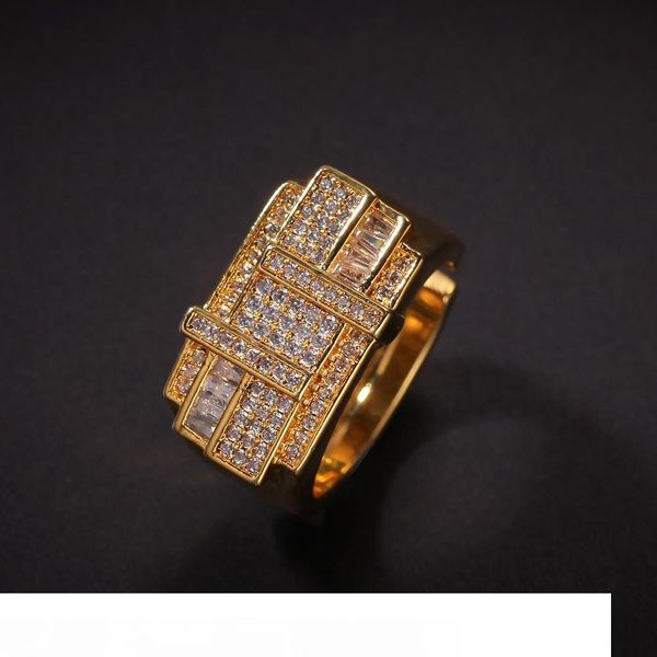 

brand designer men rings 2019 new fashion hip hop jewelry ice out bling gold rings mens hiphop ring, Golden;silver