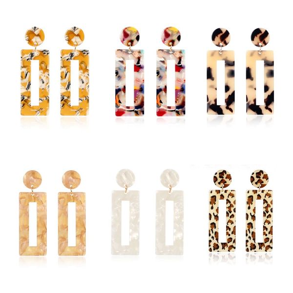 

wholesale creative korean style geometric circle acetate acrylic resin big dangle drop statement lady's earrings ing, Silver