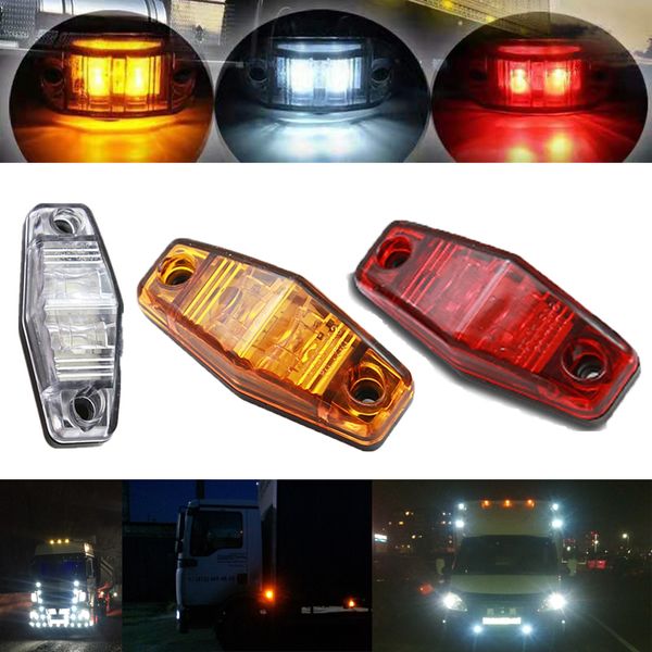 

10pcs amber white red 2 led side marker lamp tail brake light for car truck trailer lorry bus van pickup signal light 12v 24v