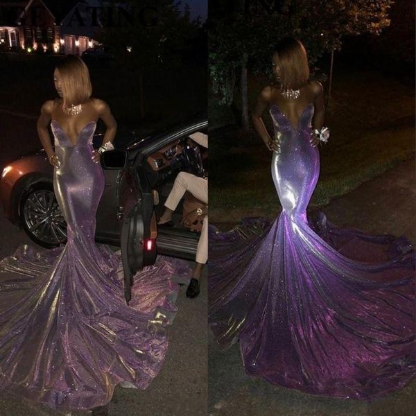 

african black girls sexy светоотражающие фиолетовый русалка пром платья длинные милая плюс размер длина пола блестки вечернее платье вечерни, Black;red