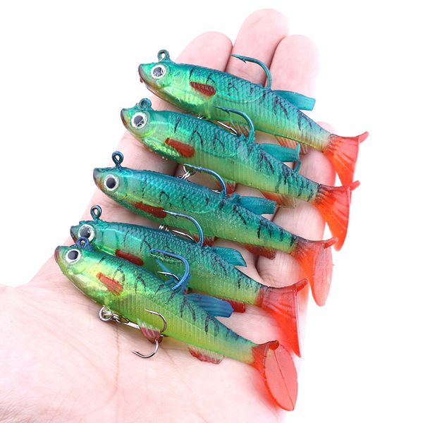 

5pcs 8 см / 14g t хвост рыбы long shot рыбалка окунь приманки воблеры искусственные форме рыбы приманка sharp металл тройной когти рыболовны