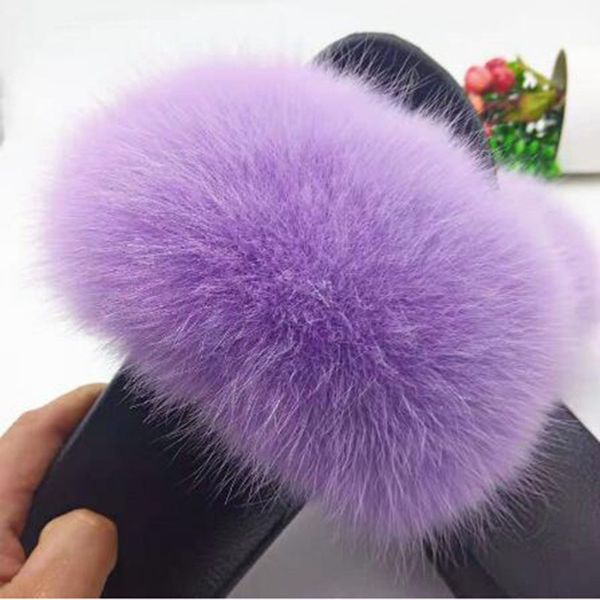 

new ladies furry slippers real leather sandals home leisure comfortable fashion fluffy slippers plush flat wholesal, Black