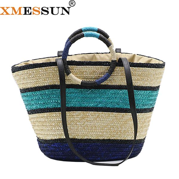 

xmessun 2019 new summer beach handbag big straw totes bag handmade woven women travel bags luxury designer bags shpping h229