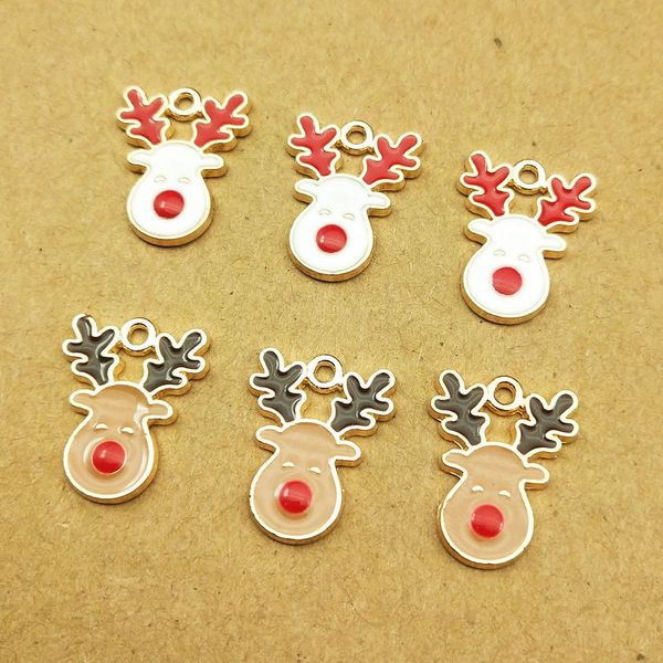 

10pcs 13x17mm enamel christmas deer charm for jewelry making fashion earring pendant bracelet and necklace charms, Bronze;silver