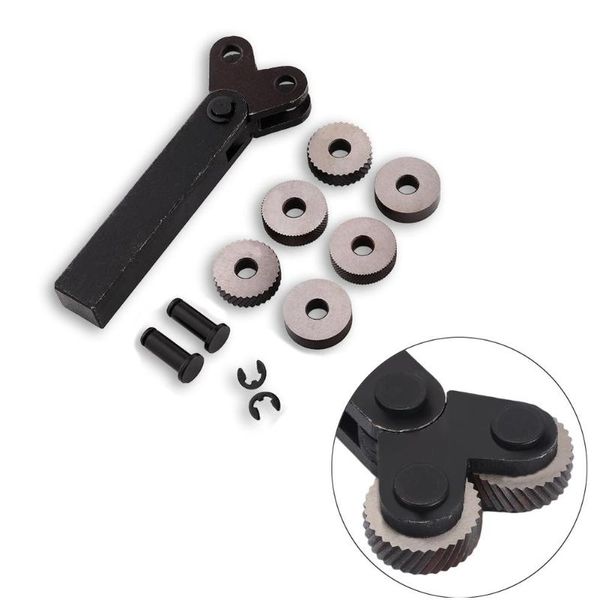 

dual wheel knurling tool kit 7pcs 0.5mm 1mm 2mm wheel linear pitch knurl set steel lathe cutter knurling tool set