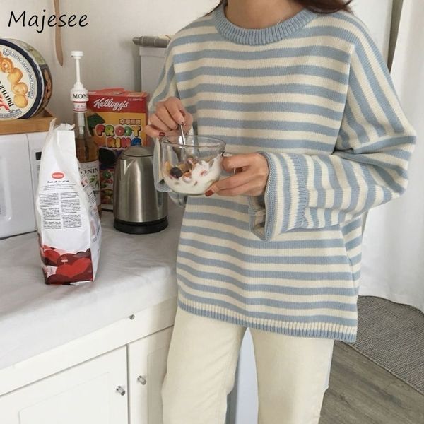 

sweater women retro vintage striped womens pullover oversized loose leisure female sweaters ulzzang causal harajuku females, White;black