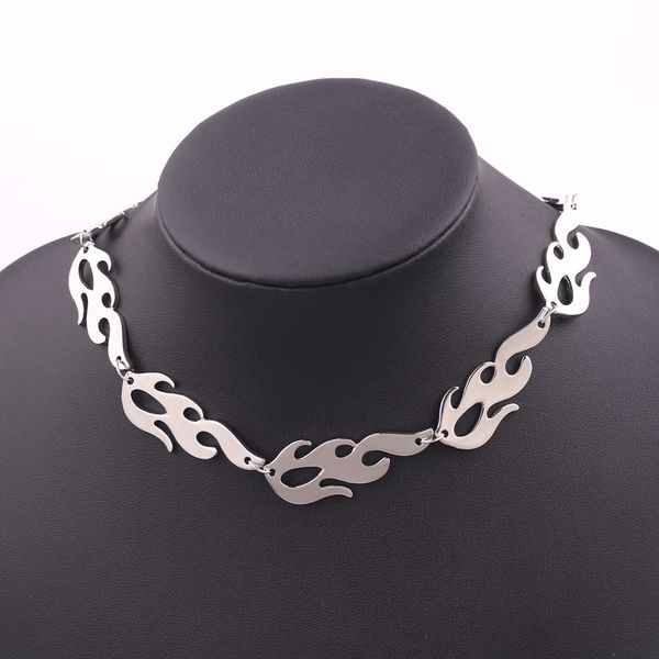 

fashion charm jewelry europe and america removable water wave chain silver alloy plating flame choker necklace for men, Golden;silver