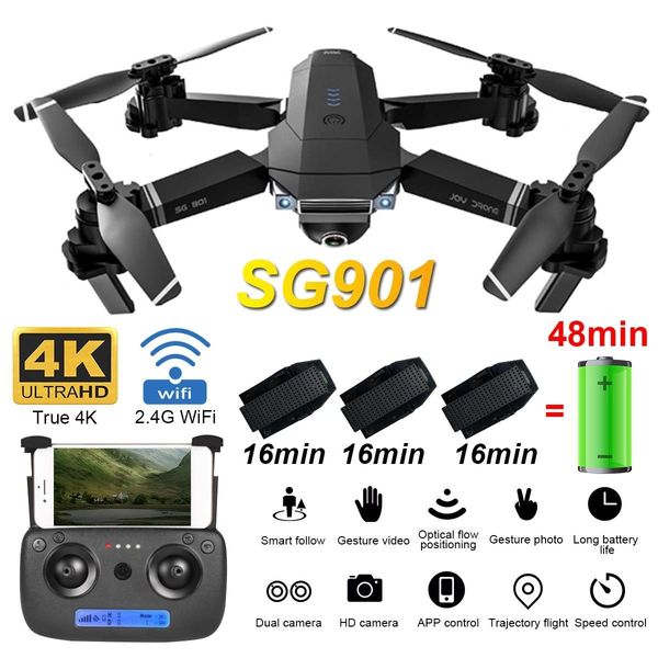 

sg901 camera drone 4k hd dual camera drones follow me quadcopter fpv profissional professional gps long battery life dron t191016