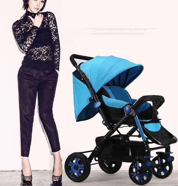 

high landscape steel light baby stroller four wheels lightweight travel portable umbrella car baby carriage pram buggy pushchair