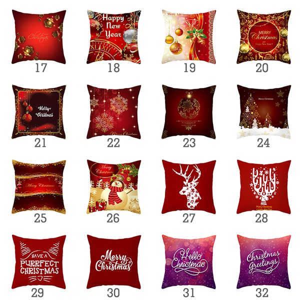 

nordic merry christmas polyester home decorative cushion cover for home sofa seat bedroom red printing throw pillow cover