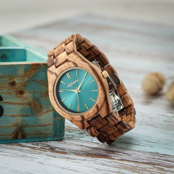 

shifenmei woman watches 2019 wooden watch women quartz lady bracelet wristwatch wood watch female, Slivery;brown