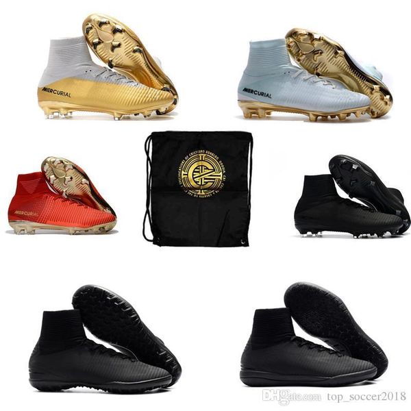 

original many colors soccer cleats mercurial superfly fg v sx neymar kids soccer shoes cristiano ronaldo football boots with bags