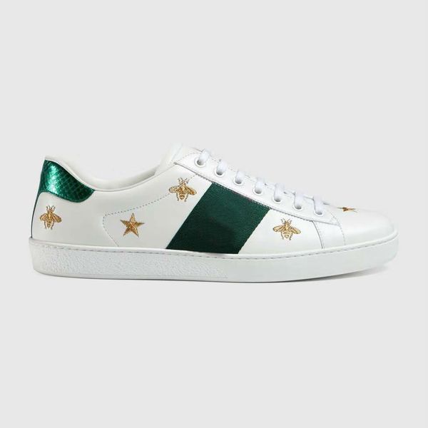 

luxury designer men women sneaker casual shoes low leather sneakers ace bee stripes shoe walking sports trainers size:35-46, Black