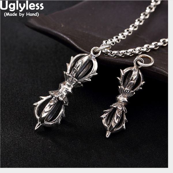 

uglyless real 925 sterling silver thai cool men handmade vajra pendant without chain buddhism tibet ethnic jerwelry fine bijoux