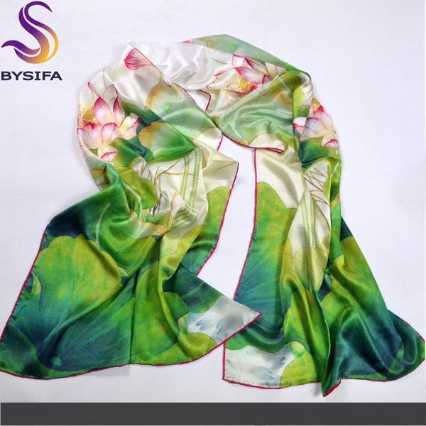 

green lotus scarves shawl 100% pure silk fashion female long scarf wraps silk scarf printed for winter autumn 178*52cm, Blue;gray