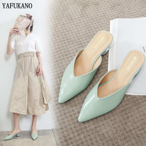 

elegant lady sandals 2020 new crystal heel slippers fashion outdoor beach mules shoes small size womens slides 31 32 33 43, Black