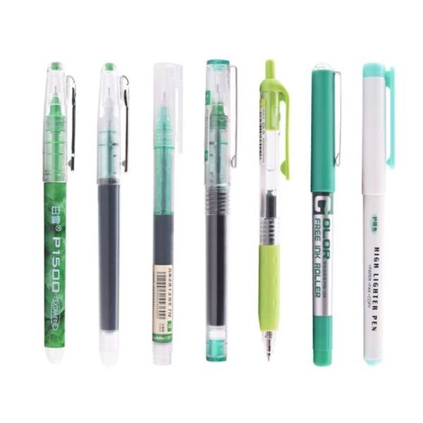 

6pcs 7pcs/set simplicity color large gel pen set 0.5mm quick-drying straight pen highlighter for school stationery new