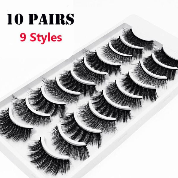 

false eyelashes 10 pairs soft 3d mink hair natural wispy criss-cross fake lashes extension handmade fluffy eye makeup tools