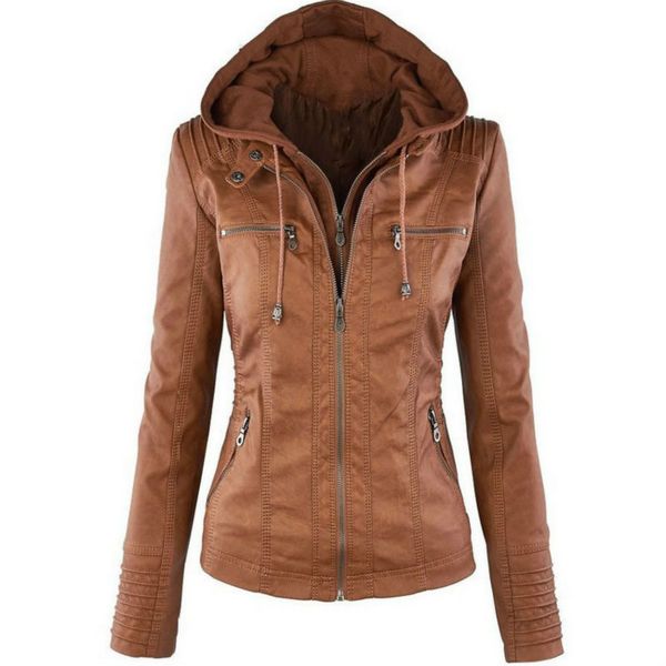 

2020 women casual jackets 2020 new arrival fashion solid color coats womens designer slim hip hop streerwear women casual motorcycle cloth, Black;brown