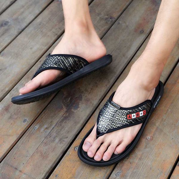 

flip flops men 2020 new summer cool beach slippers british style mens flip flop platform non-slide male sandals zapatos hombre, Black