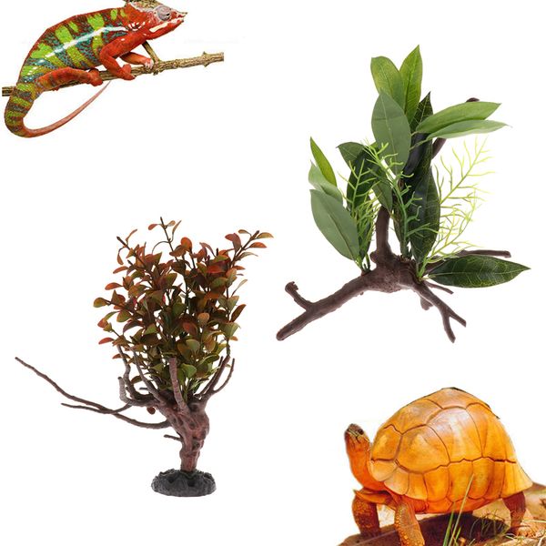 

2pcs terrarium tank lifelike plants decorative ornament for reptiles