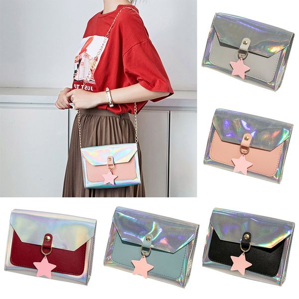 

female covered crossbody bag coin purse mobile phone bright color wild korean version bag laser bolsos para mujer#30