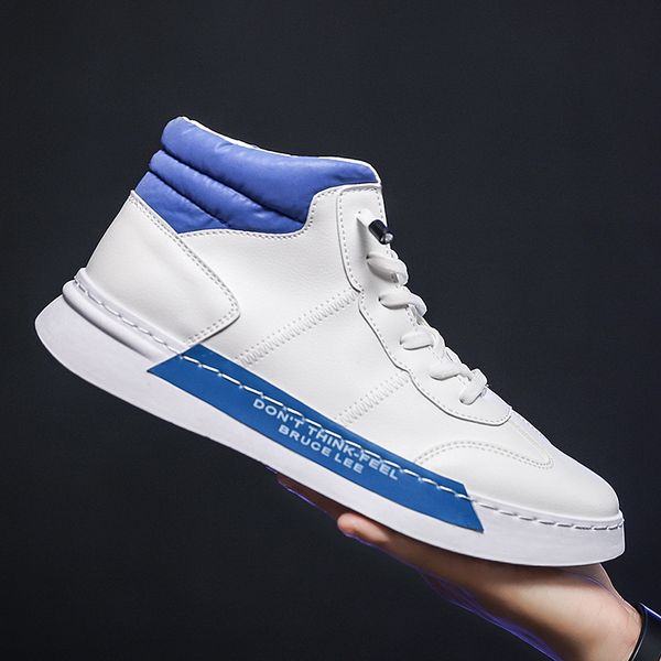 

mens white sneakers korean anti-skid anti-increase waterproof and deodorant process mens high loafers pu height increasing, Black