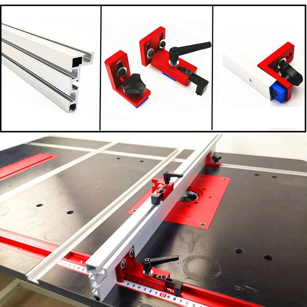 

60/80cm aluminium profile fence 75mm height with t-tracks and sliding brackets miter track t-track swoodworking diy tool