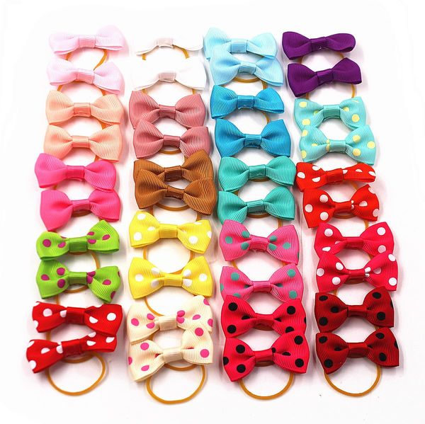 

Dog Christmas Hair Bows Topknot Small Bowknot with Rubber Bands Pet Grooming Products Mix Colors Pet Dog Xmas Hair Accessories