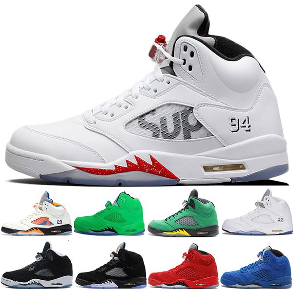 

5 5s wings international flight mens basketball shoes olympic gold medal fire red blue suede low neymar men sports sneakers designer