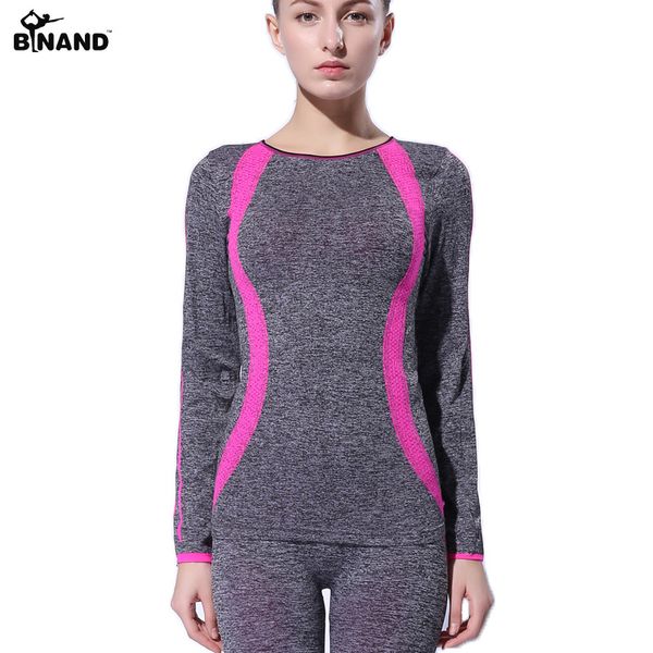 

binand women slim yoga sports long sleeves shirt high elastic training running exercise slim stretch soft sports yoga, White;red