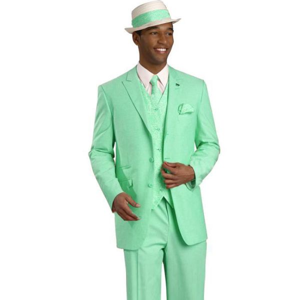 

brand new aquamarine groom tuxedos peak lapel groomsman wedding 3 piece suit popular men business jacket blazer(jacket+pants+tie+vest, Black;gray