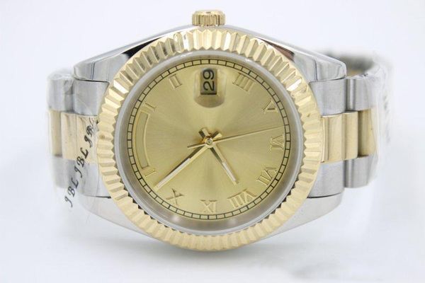 

2020 fashion gold dial 40mm daydate men two tone stainless band watches automatic mechanical watch men fashion brand dress wristwatches se, Slivery;brown