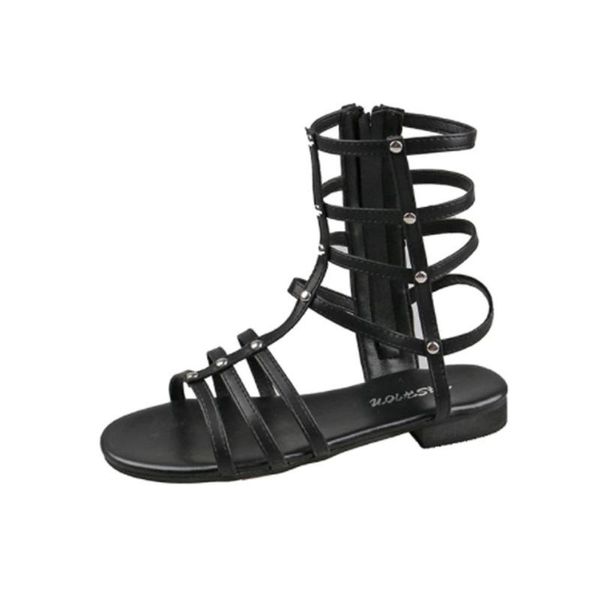 

black boots sandals female summer ins tide 2020 popular women's shoes new students wild flat fashion roman shoes