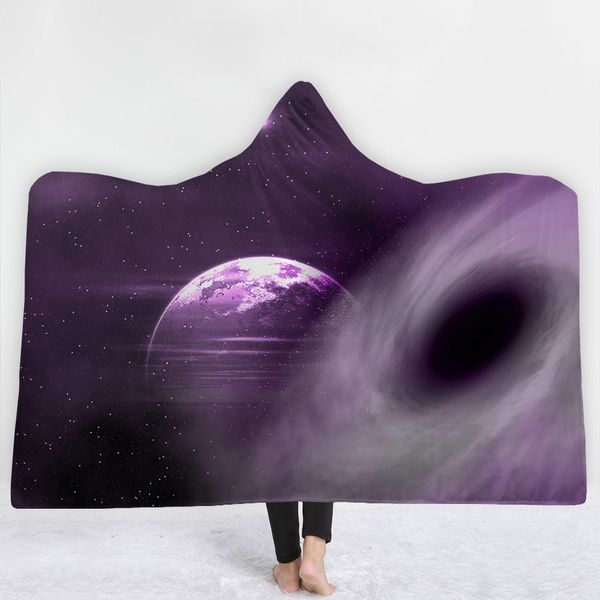 

outer space hooded throw blanket for teens kids galaxy coral sherpa fleece warm blanket black hole wearable plush throw