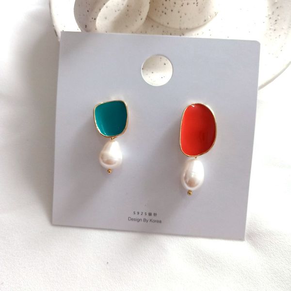 

new women's fashion brand jewelry irregular pearl stud earrings for women simple style earrings, Golden;silver