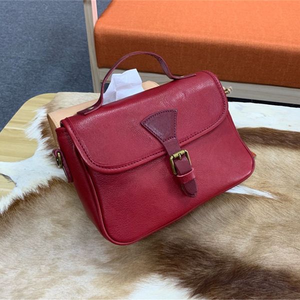 

vintage retro authentic cowskin female satchel messenger bag genuine leather women single cross shoulder bag lady small handbag