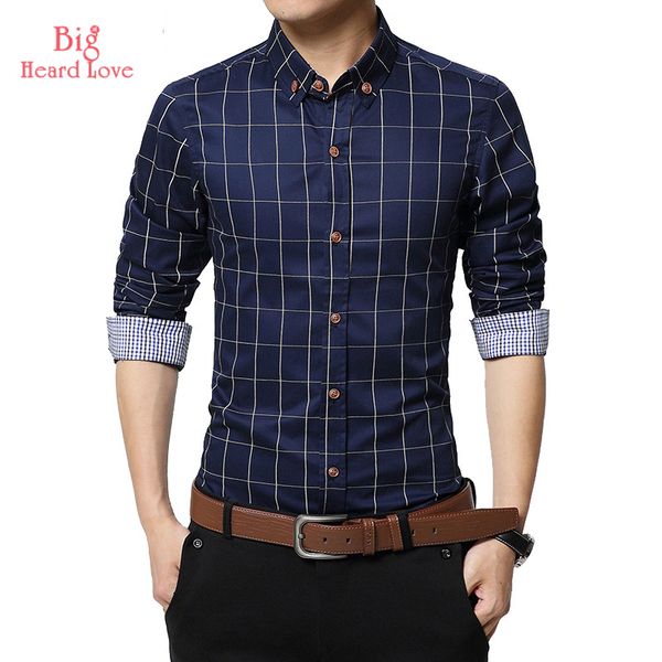

new autumn fashion men clothes slim fit men long sleeve shirt plaid cotton casual shirt social plus cs-007, White;black