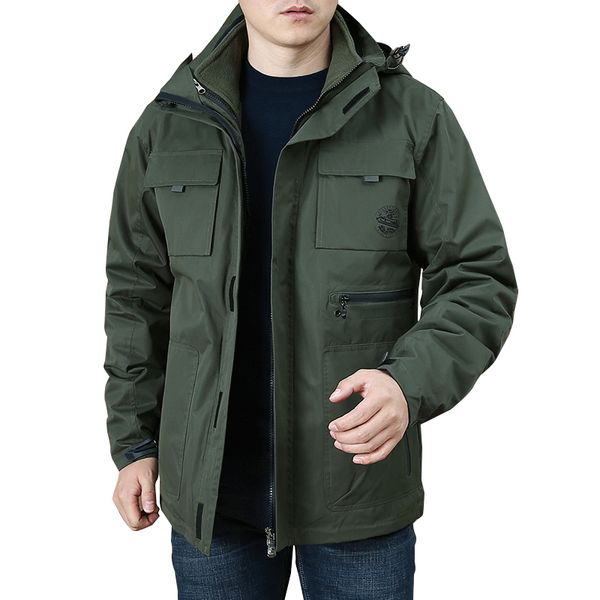 

men's jackets plush loose jacket autumn family multi bag overalls men slim streetwear modern leisure selling gg50jk, Black;brown