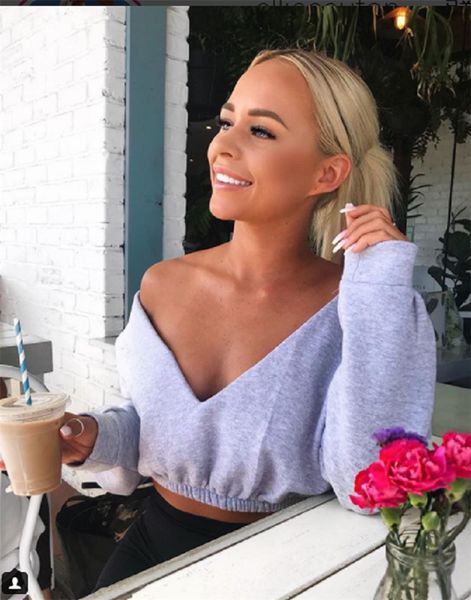 

2019 fashion women autumn crop hoodies long sleeve casual female cotton sweatshirts deep-v neck off shoulder street wear, Black
