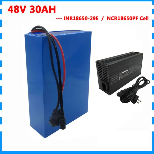 2000W 48V 29AH batteria ebike 48V 30AH scooter elettrico batteria agli ioni di litio uso 29E / 29PF cella 50A BMS con caricabatterie 5A