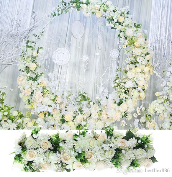 2020 100 centímetros Artificial Silk Flower Guia Estrada Rose Row DIY Wedding Arch Decoração Artificial Abertura Estúdio Props Dress Up Flower