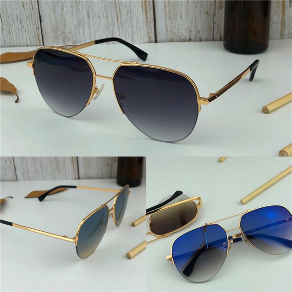 

fashion new popular avant-garde designer sunglasses 0036 half-frame pilot metal frame outdoor summer eyewear, White;black