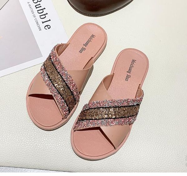 bling slip on sandals
