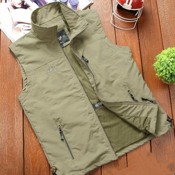 

spring autumn man thin section waistcoat vest outdoors fishing trekking running hiking camping climbing pgraphy loose coat, Blue;black
