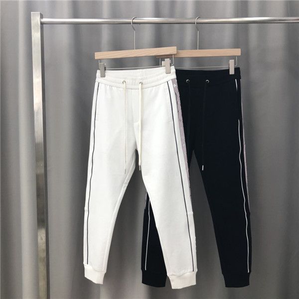 

19aw luxurious paris brands design  long pants terry trousers all-match fashion small logos hip-hop high streetwear cool sports v trousers, Black;green