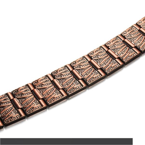 

vintage pure copper magnetic pain relief bracelet for men therapy double row magnets link chain homme dropshipping, Golden;silver