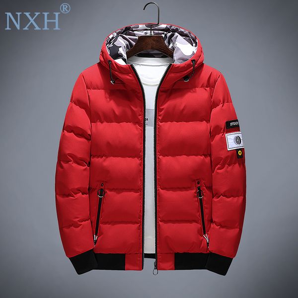 

new brand print mens winter jackets and coats thick warm winter jackets parka men hooded coat outwear clothes, Black